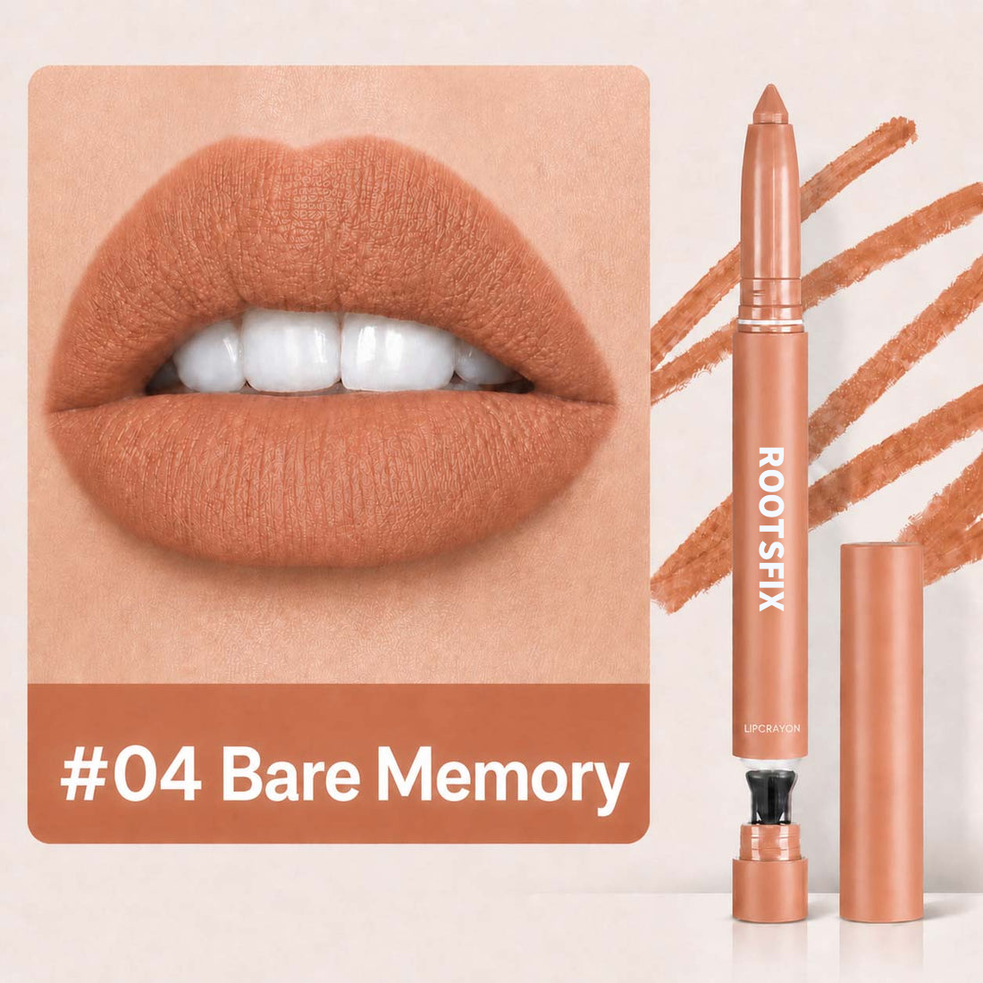 💄RootsFix 2-in-1 Matte Lip Crayon Lipstick & Liner