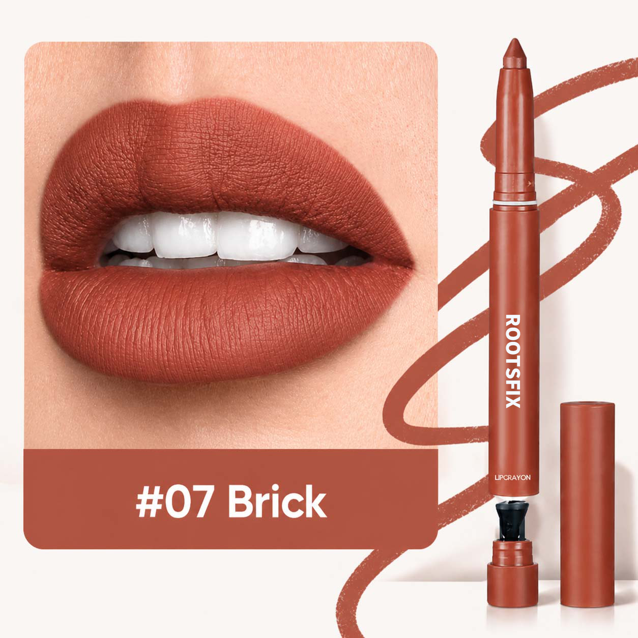 💄RootsFix 2-in-1 Matte Lip Crayon Lipstick & Liner